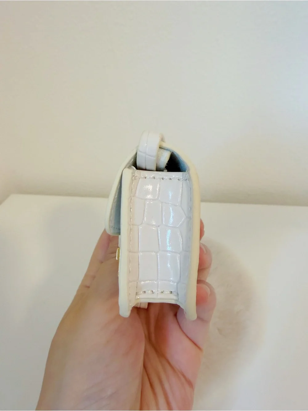 Mini Ivory Croc Embossed Bag Charm